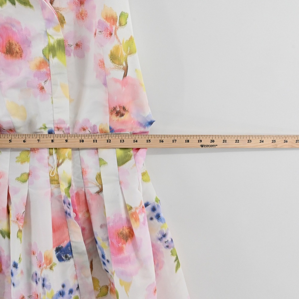 Sara‎ Campbell Floral Fit Flare Dress Womens Size 6 White Pink Watercolor Garden - Picture 6 of 13